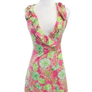 Lilly Pulitzer  Pink & Green Floral Wrap Dress xs